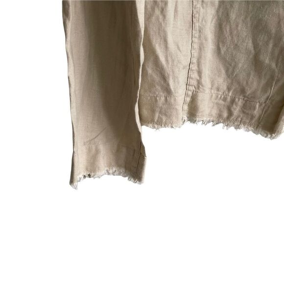 Saks FIFTH AVENUE Threads Linen Button Front Blazer Jacket Tan 6 - Picture 5 of 10